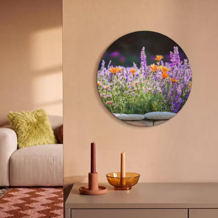 Akoestisch schilderij - Bloemen - Steenrand - Kleurrijk — 2