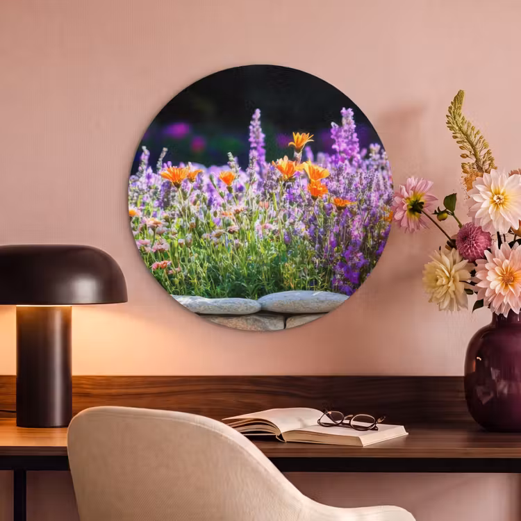 Akoestisch schilderij - Bloemen - Steenrand - Kleurrijk — 6