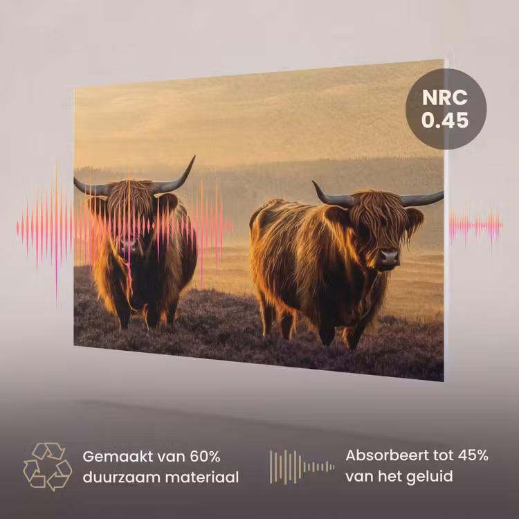 Akoestisch schilderij - Schotse hooglanders - Heide - Landschap - Dieren — 3