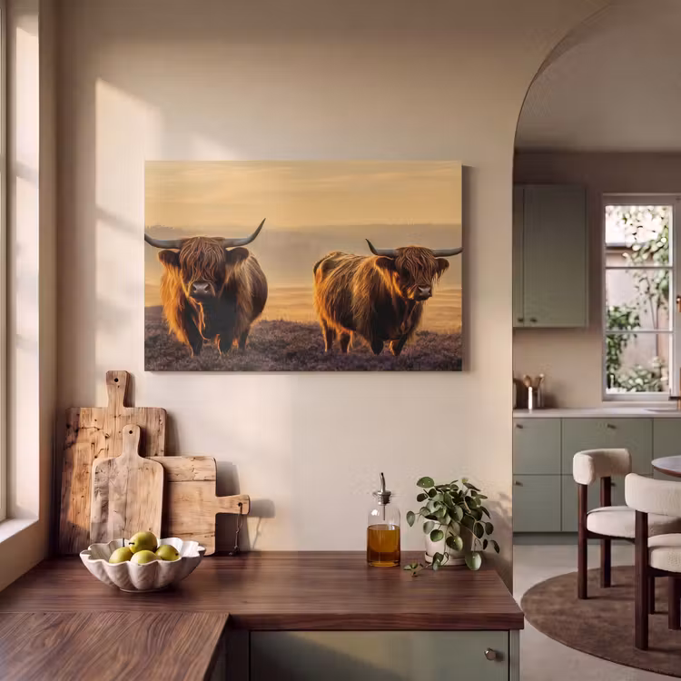 Akoestisch schilderij - Schotse hooglanders - Heide - Landschap - Dieren — 4