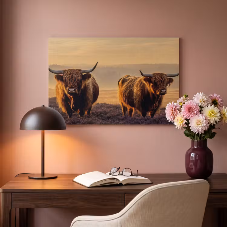 Akoestisch schilderij - Schotse hooglanders - Heide - Landschap - Dieren — 6