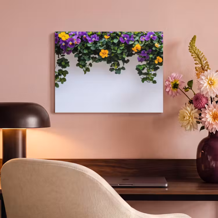 Akoestisch schilderij - Bloemen - Muur - Geel - Paars — 6