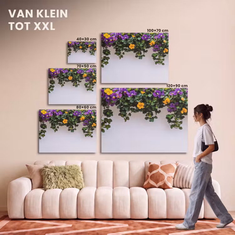 Akoestisch schilderij - Bloemen - Muur - Geel - Paars — 7