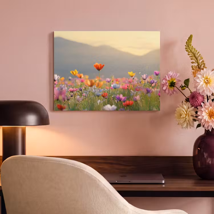 Akoestisch schilderij - Bloemenveld - Bergen - Zonlicht - Bloemen — 6