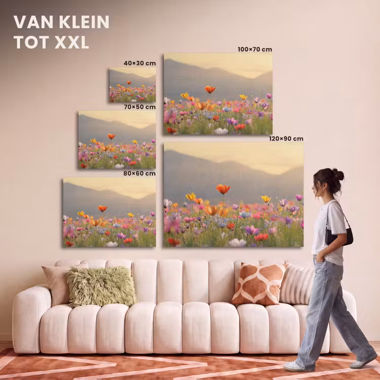 Akoestisch schilderij - Bloemenveld - Bergen - Zonlicht - Bloemen — 7