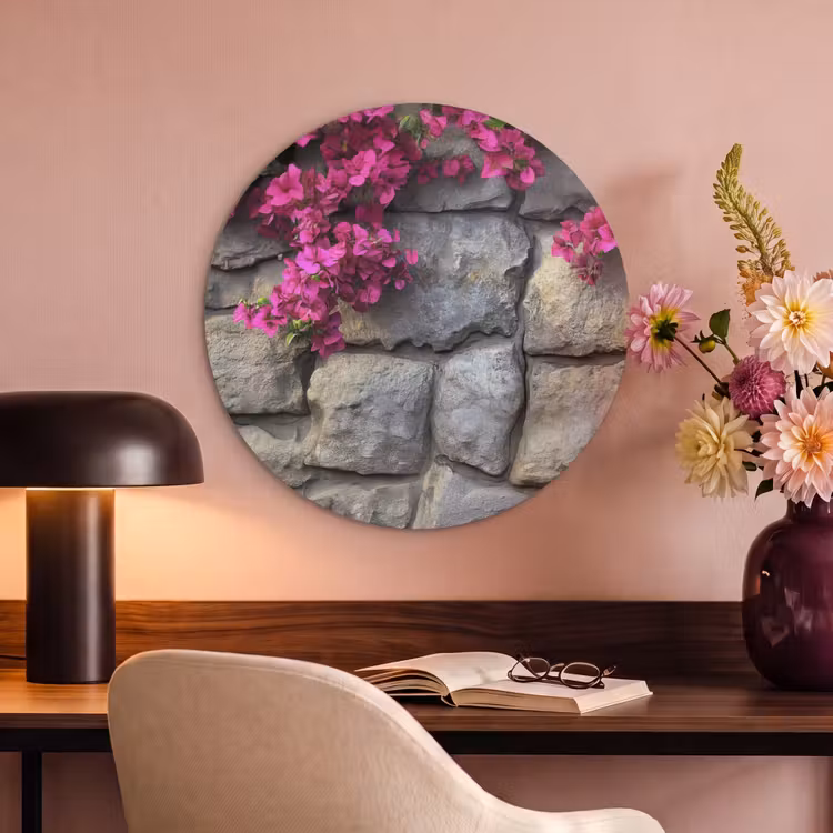 Akoestisch schilderij - Bougainvillea - Stenen Muur - Roze — 6