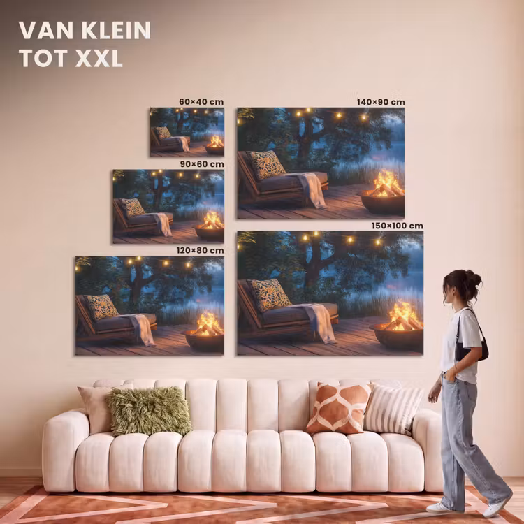 Akoestisch schilderij - Kampvuur - Meer - Avondlicht — 7