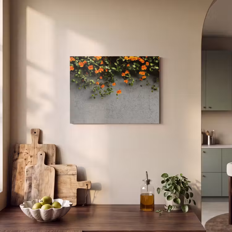Akoestisch schilderij - Bloemen - Muur - Oranje — 4