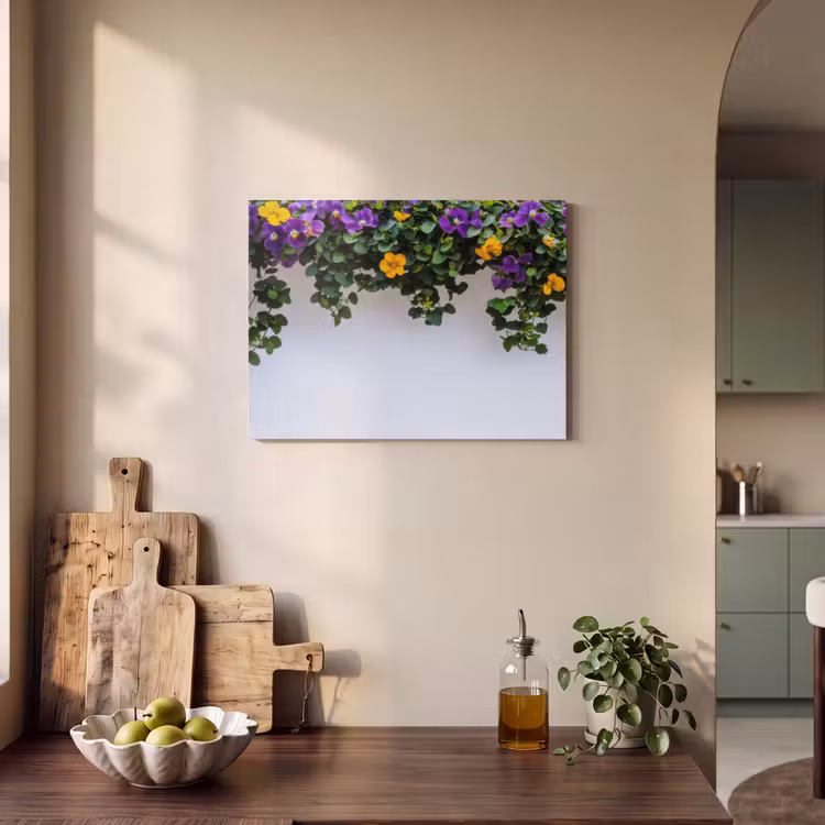 Akoestisch schilderij - Bloemen - Muur - Geel - Paars — 4