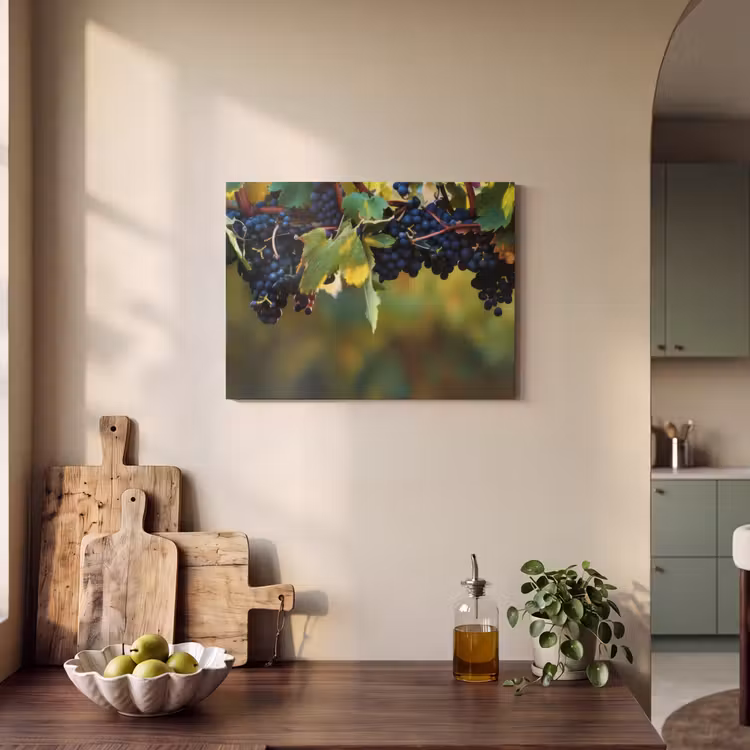 Akoestisch schilderij - Druiven - Wijn - Natuur - Groen — 4
