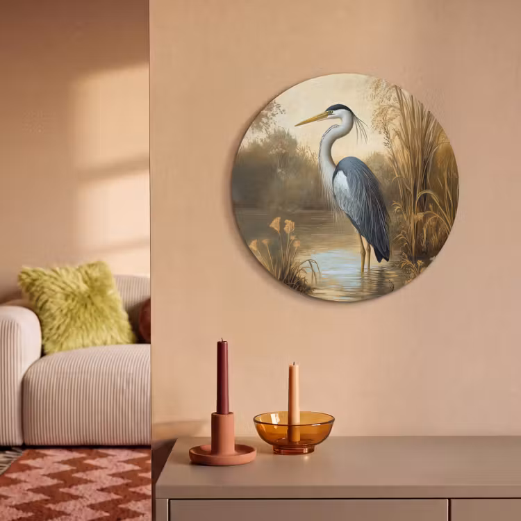 Akoestisch schilderij rond - Reiger - Water - Planten — 2