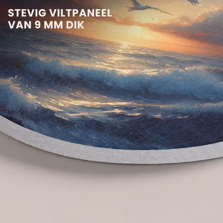 Akoestisch schilderij rond - Meeuwen - Zonsondergang - Zee - Wolken — 5