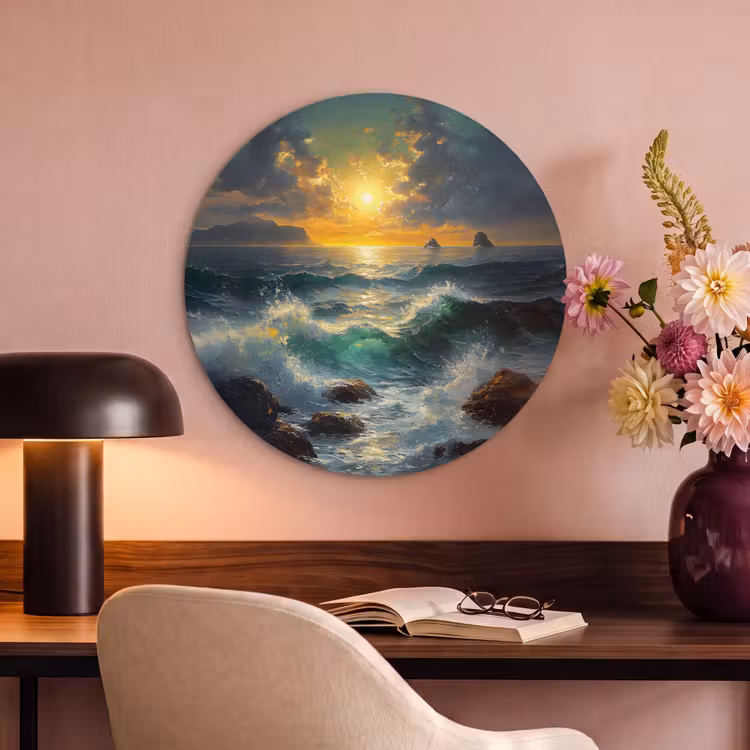 Akoestisch schilderij rond - Zee - Zon - Golven - Rotsen — 6
