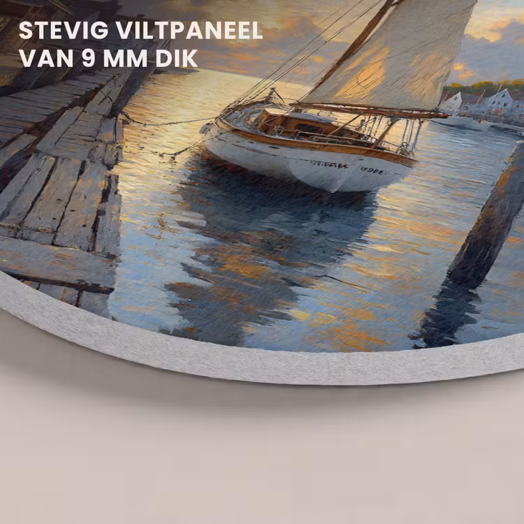 Akoestisch schilderij rond - Zeilboot - Zon - Pier - Hout — 5