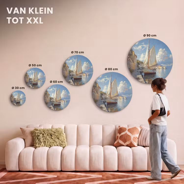Akoestisch schilderij rond - Zeilschip - Huizen - Kade - Zee — 7