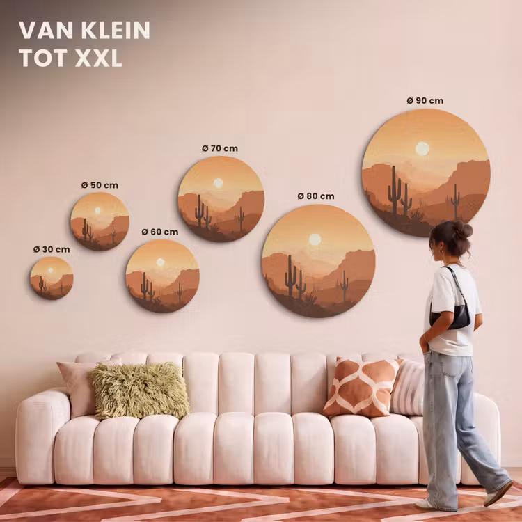 Akoestisch schilderij rond - Landschap - Woestijn - Cactussen - Zon — 7