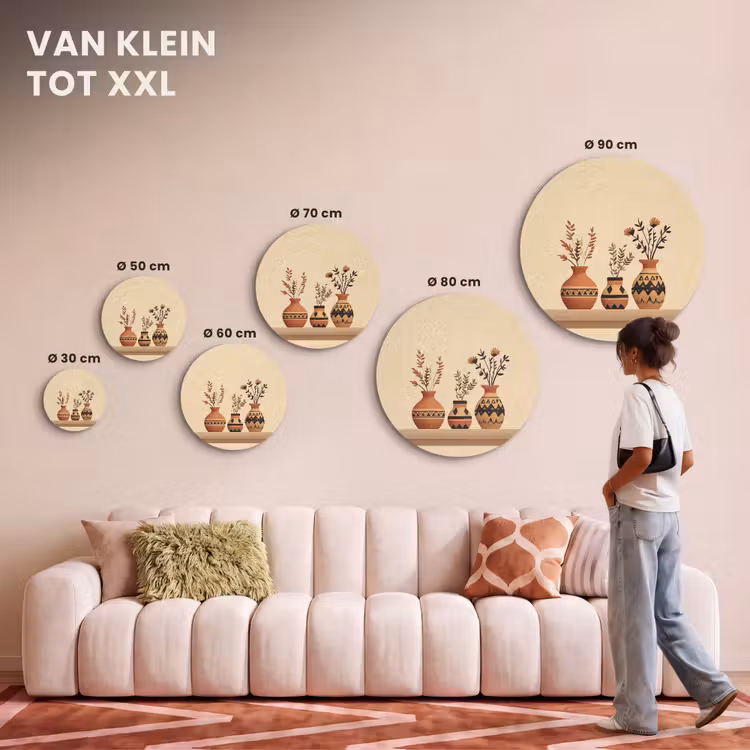 Akoestisch schilderij rond - Vazen - Bloemen - Bladeren - Minimalistisch — 7