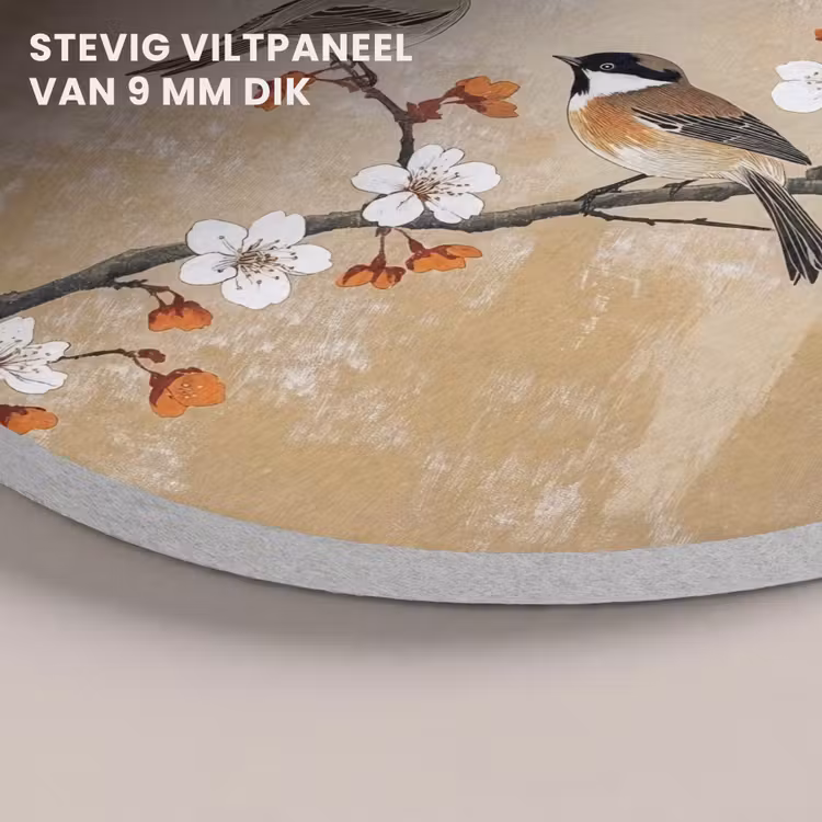 Akoestisch schilderij rond - Vogels - Bloesemtak - Bloemen - Oranje — 5