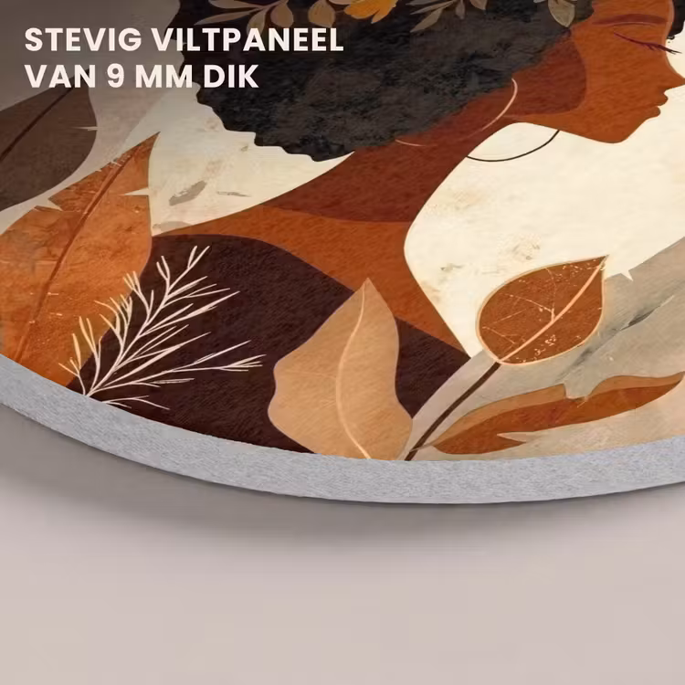 Akoestisch schilderij rond - Vrouw - Krullen - Bloemen - Beige — 5