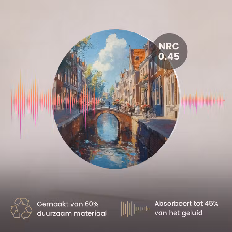 Akoestisch schilderij rond - Stad - Gracht - Zon - Fietsen — 3
