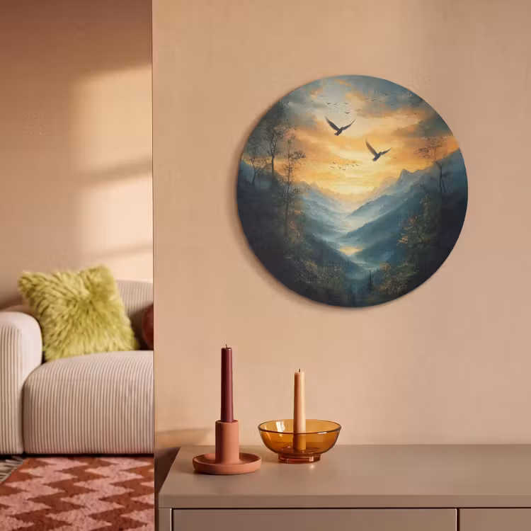 Akoestisch schilderij rond - Vogels - Zon - Bomen - Groen — 2