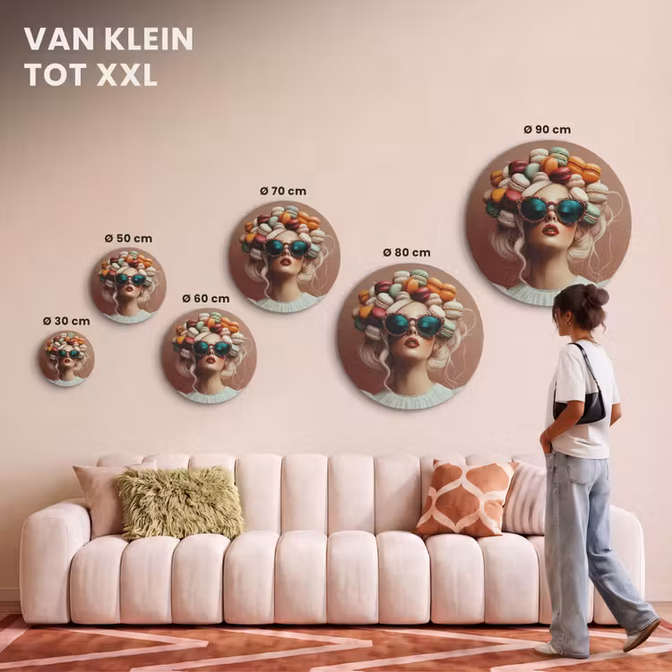 Akoestisch schilderij rond - Vrouw - Macarons - Bril — 7