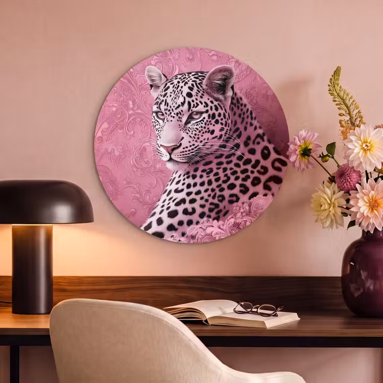 Akoestisch schilderij rond - Panter - Luxe - Roze — 6