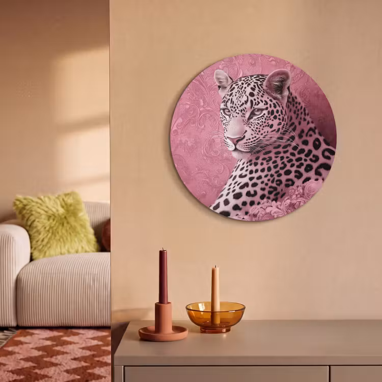 Akoestisch schilderij rond - Panter - Luxe - Roze — 2