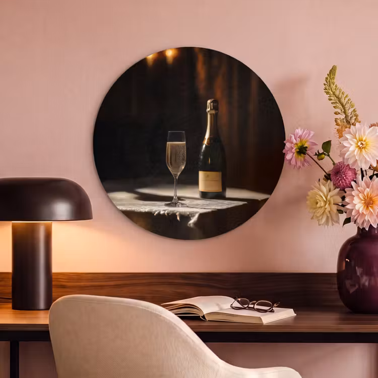 Akoestisch schilderij rond - Prosecco - Bubbels - Sfeervol - Drank — 6