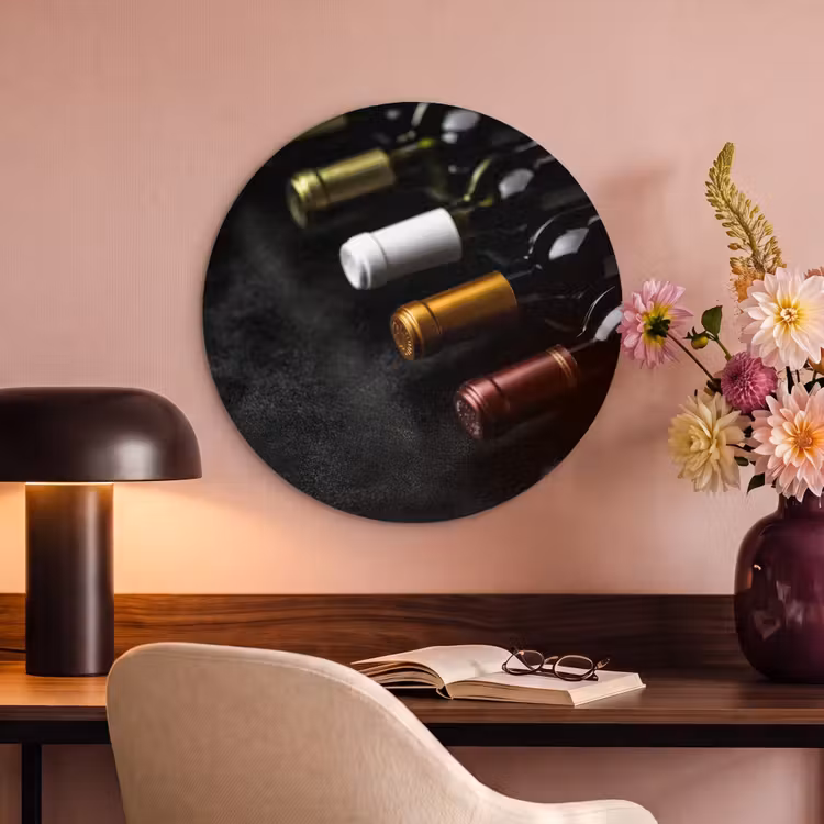 Akoestisch schilderij rond - Wijn - Flessen - Variatie - Smaken — 6
