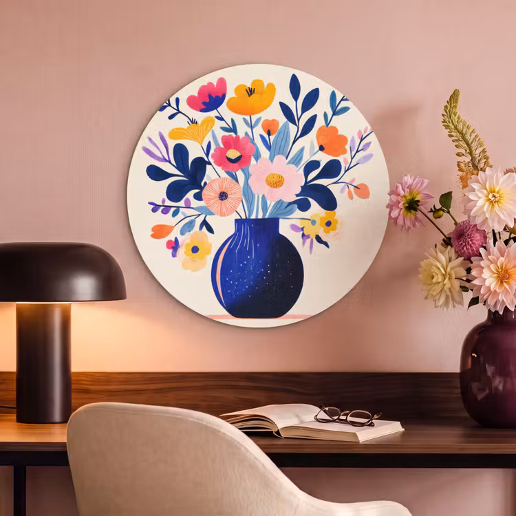 Akoestisch schilderij rond - Vaas - Bloemen - Boeket — 6