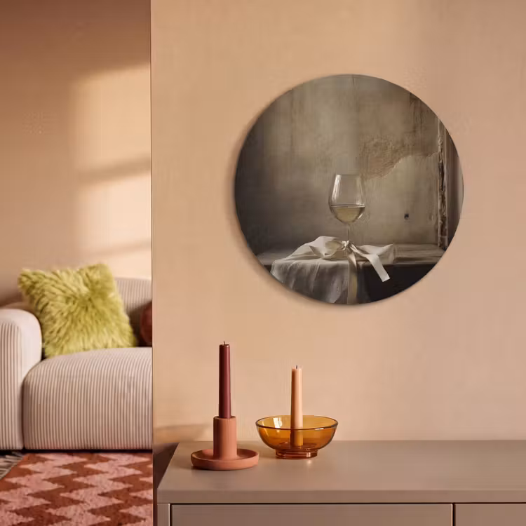 Akoestisch schilderij rond - Strik - Beige - Witte - Wijn — 2
