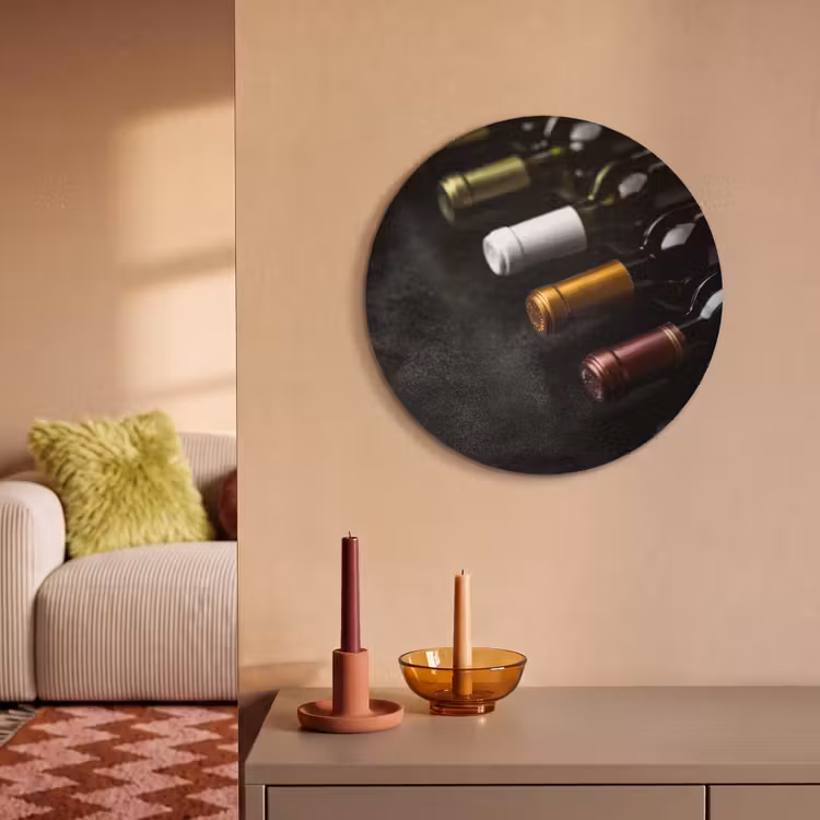 Akoestisch schilderij rond - Wijn - Flessen - Variatie - Smaken — 2