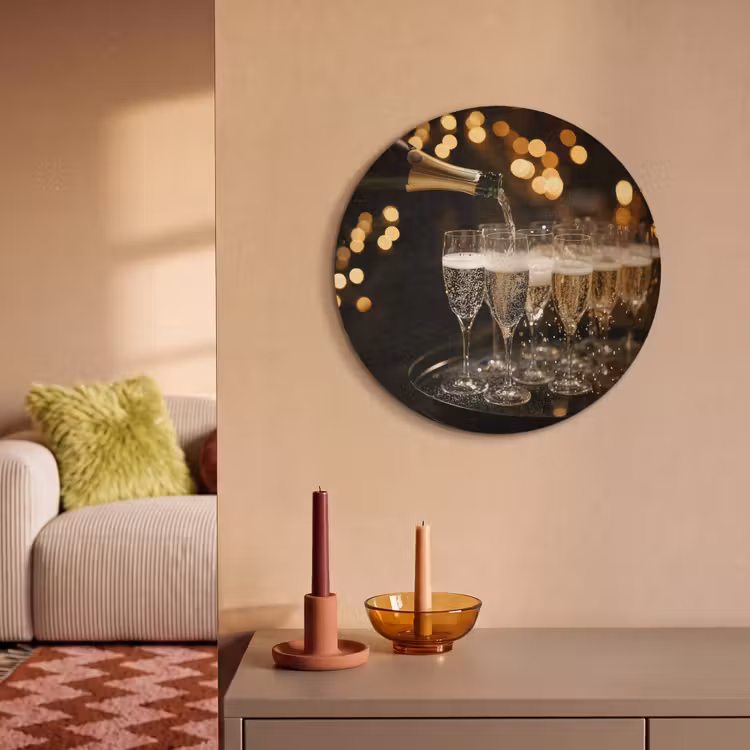Akoestisch schilderij rond - Lichter - Champagner - Gläser — 2