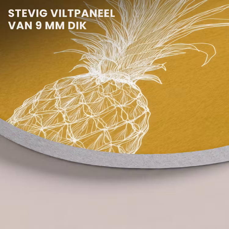 Akoestisch schilderij rond - Lijnillustratie - Ananas - Bladkroon - Okergeel — 5