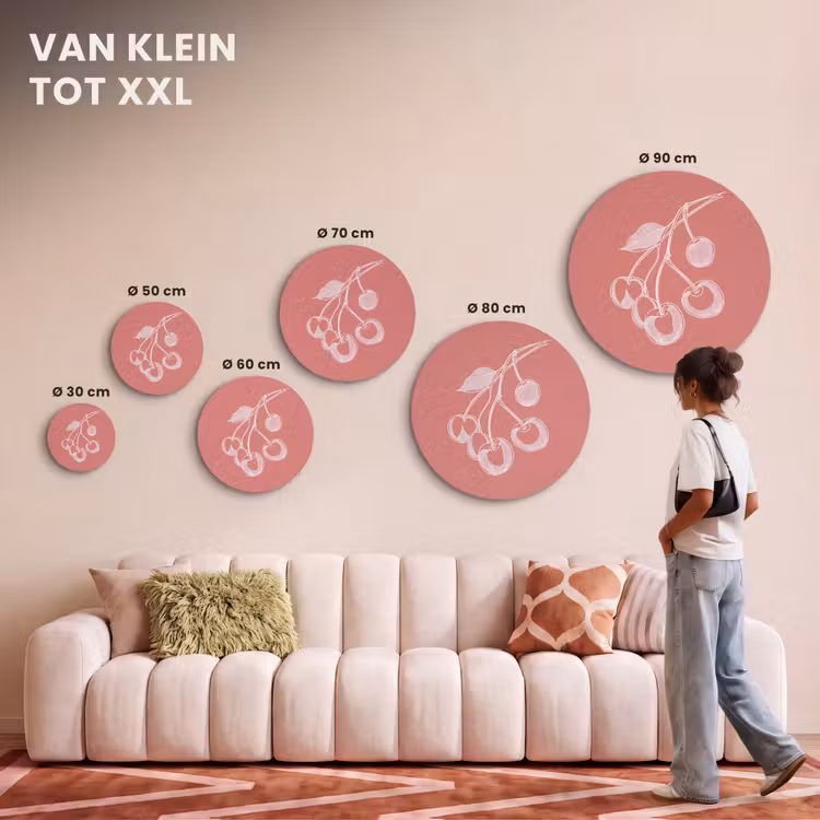 Akoestisch schilderij rond - Lijnillustratie - Kersen - Tak - Wit — 7