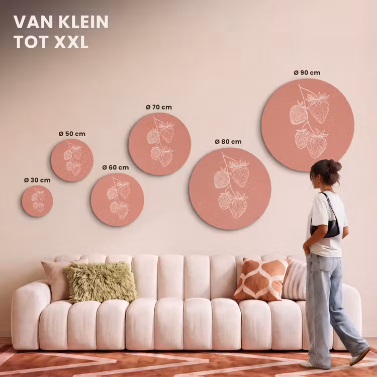 Akoestisch schilderij rond - Minimalistisch - Illustratie - Aardbei - Tak — 7