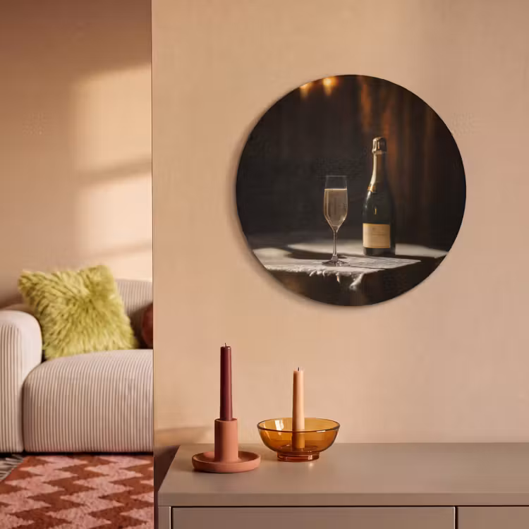 Akoestisch schilderij rond - Prosecco - Bubbels - Sfeervol - Drank — 2