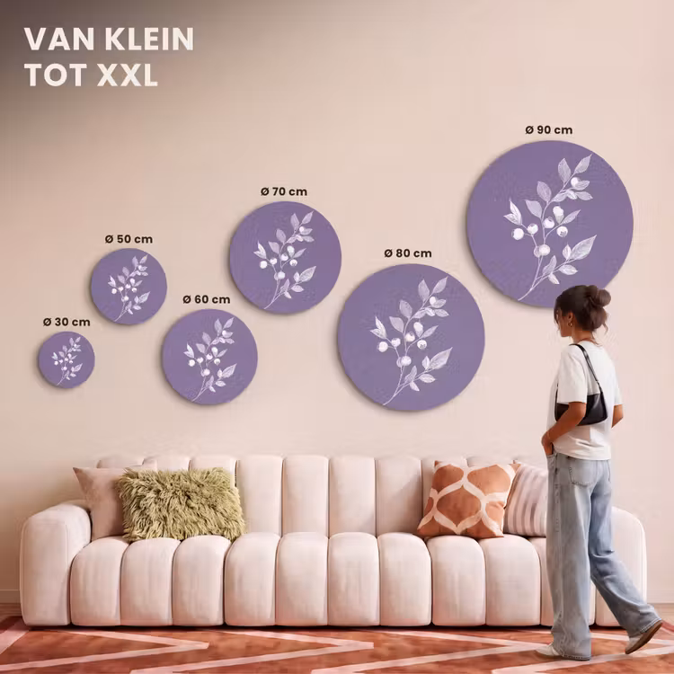 Akoestisch schilderij rond - Tak - Sierlijk - Bladeren - Minimalistisch — 7