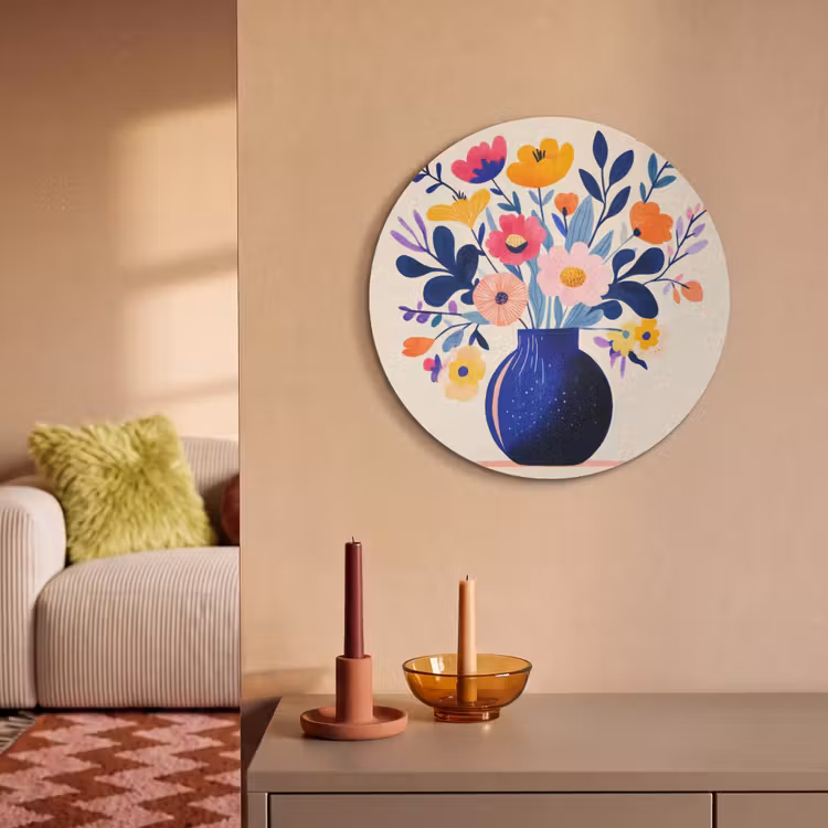 Akoestisch schilderij rond - Vaas - Bloemen - Boeket — 2