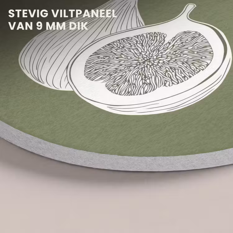 Akoestisch schilderij rond - Vijgen - Minimalistisch - Getekend - Mosgroen — 5