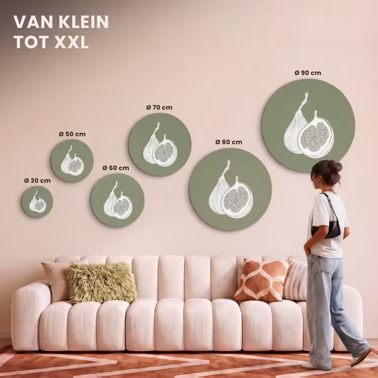 Akoestisch schilderij rond - Vijgen - Minimalistisch - Getekend - Mosgroen — 7
