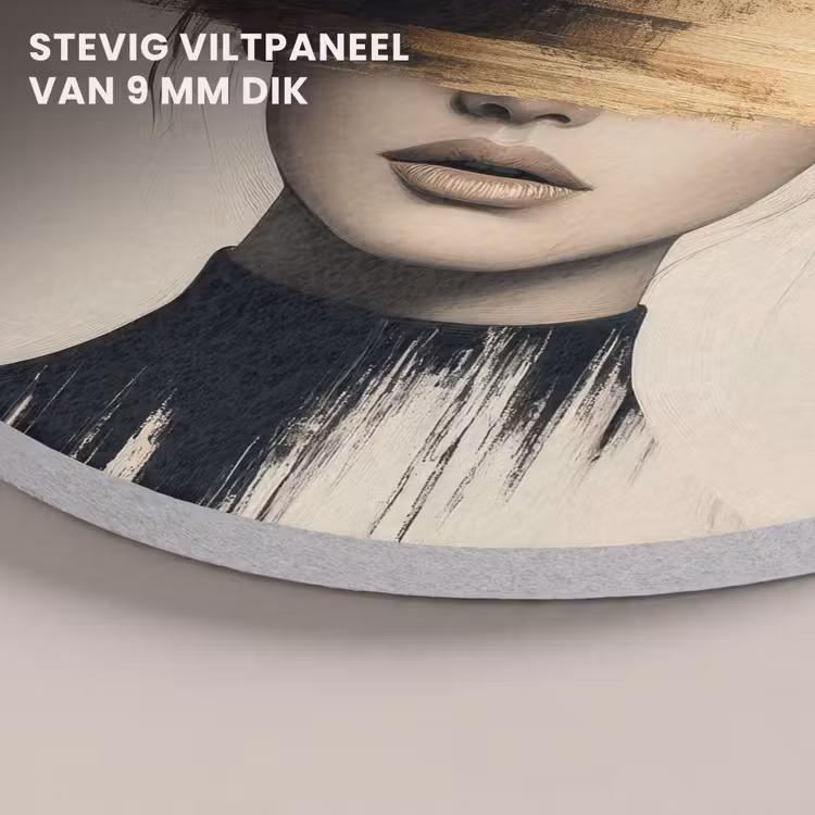 Akoestisch schilderij rond - Vrouw - Hoed - Verf — 5
