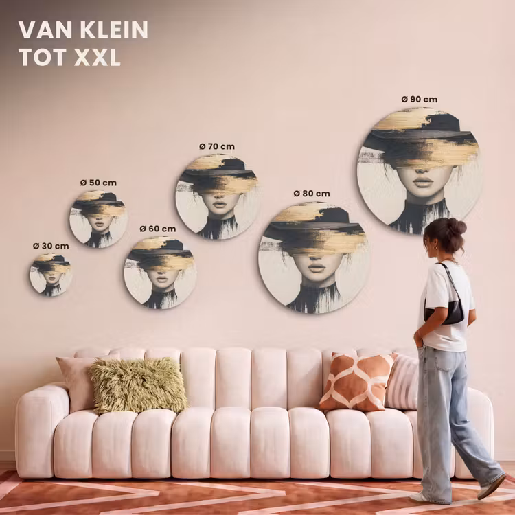 Akoestisch schilderij rond - Vrouw - Hoed - Verf — 7