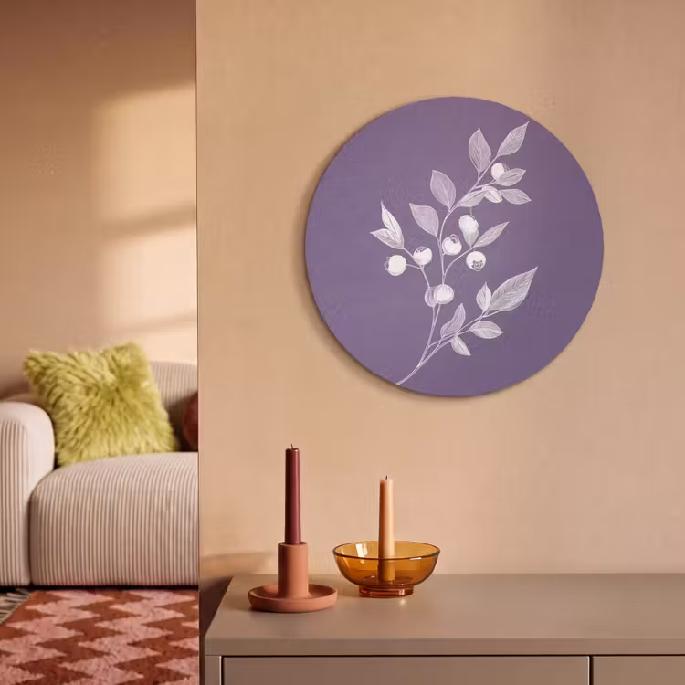 Akoestisch schilderij rond - Tak - Sierlijk - Bladeren - Minimalistisch — 2