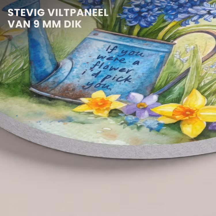 Akoestisch schilderij rond - Lavendelbloemen - Quote - Gieter — 5