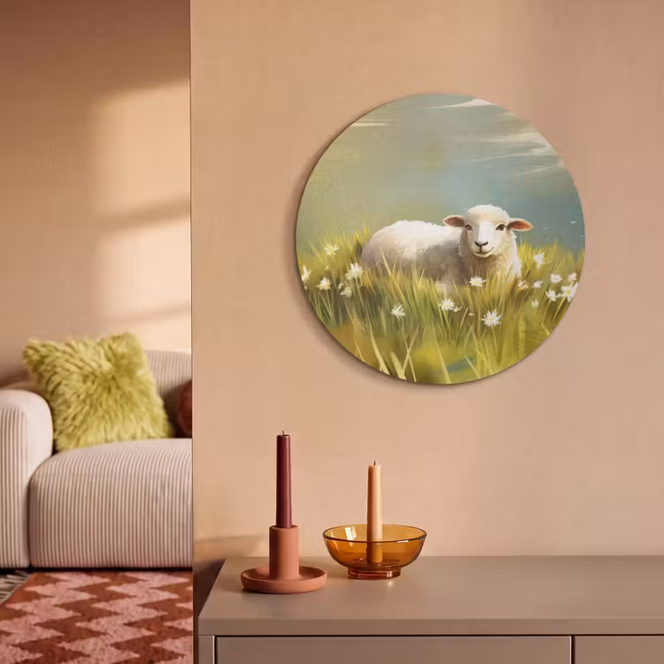 Akoestisch schilderij rond - Schaap - Weide - Groen — 2