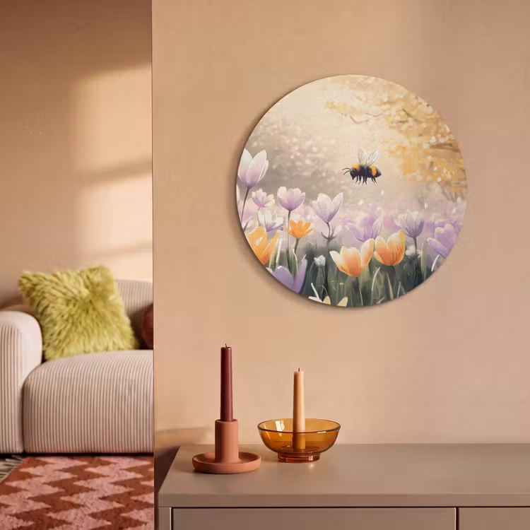Akoestisch schilderij rond - Viooltjes - bij - Zonlicht — 2