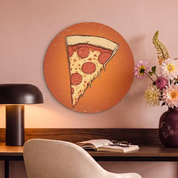 Akoestisch schilderij rond - Pizza - Kaas - Rood - Pepperoni — 6