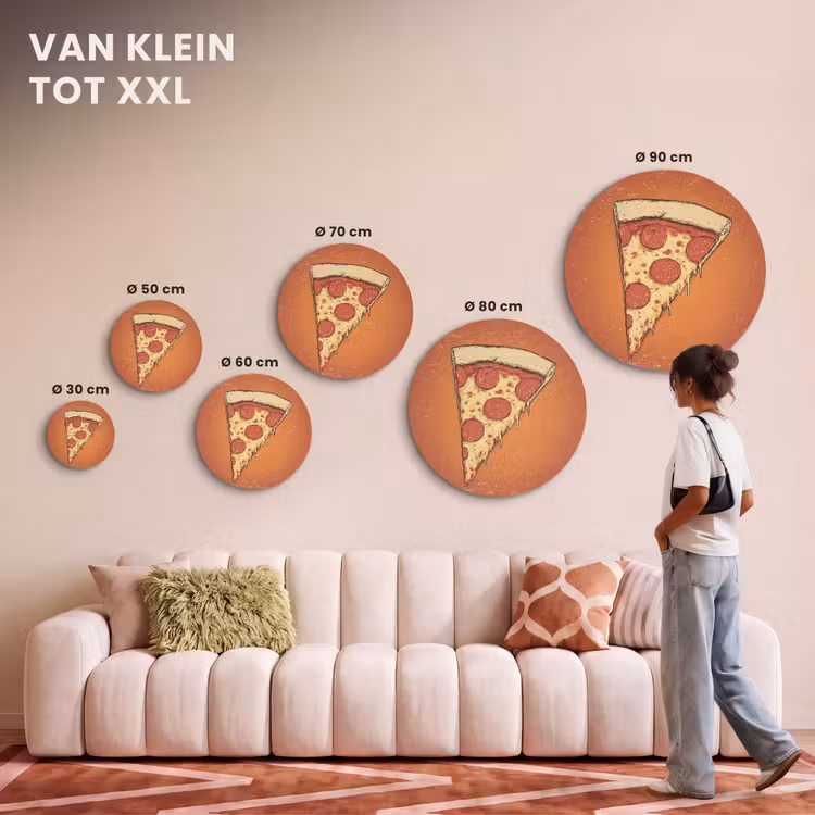 Akoestisch schilderij rond - Pizza - Kaas - Rood - Pepperoni — 7